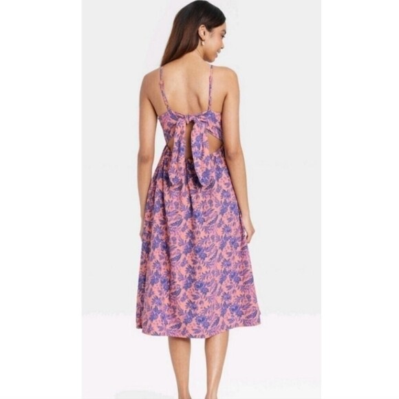 UNIVERSAL Thread Sleeveless A-Line Tie back dress Pink Purple Floral Size Xxl - Picture 6 of 8